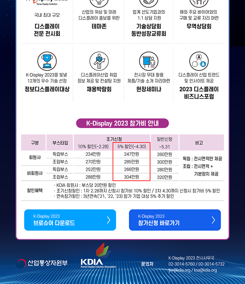 [KDisplay 2023] 한국디스플레이산업전시회 2차 조기신청 오픈 안내(4.30) KDisplay 2024